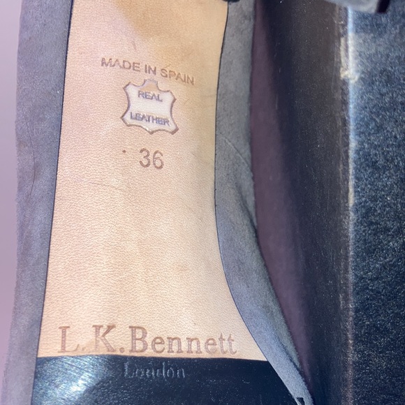 NEW gray suede black cap-toe two-tone LK Bennett Mara heels size 36 - Picture 7 of 10